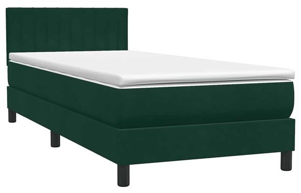 Box Spring krevet s madracem tamnozeleni 80x220 cm baršun - Zelena / 80 x 220 cm