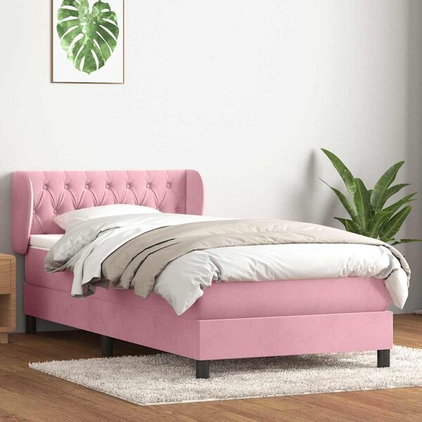 Box Spring krevet s madracem ružičasti 90x210 cm samt - Ružičasti / 90 x 210 cm