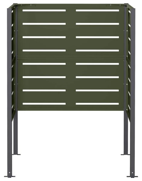 Ekran za kante za smeće 85 x 85 x 113 cm Čelik Maslinastozelena - Maslinastozelena 85 cm s uzorkom