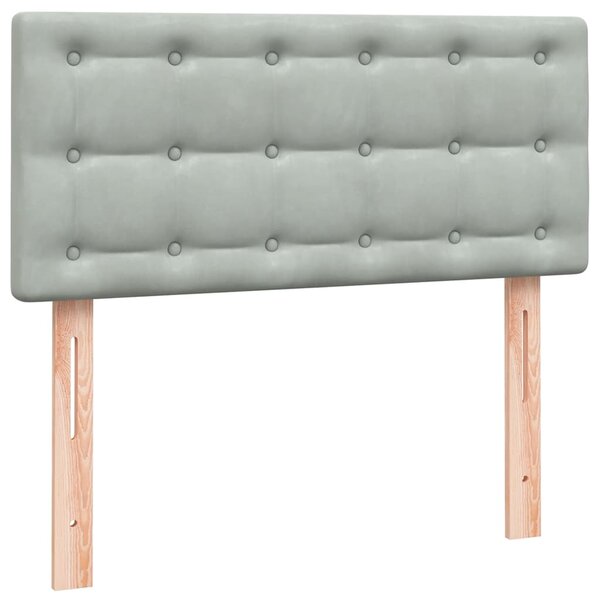 Box Spring krevet s madracem svijetlo sivi 80x220 cm samt - Siva / 80 x 220 cm