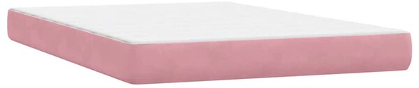 Box Spring krevet s madracem i LED ružičasti 160x220 cm baršun - Ružičasti / 160 x 220 cm