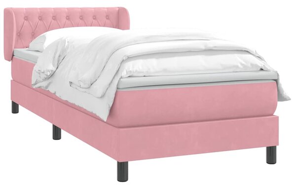 Box Spring krevet s madracem ružičasti 90x210 cm samt - Ružičasti / 90 x 210 cm