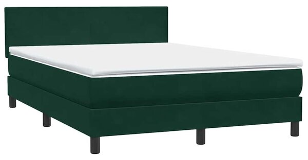 Box Spring krevet s madracem i LED tamno zeleni 160x220 cm baršun - Zelena / 160 x 220 cm