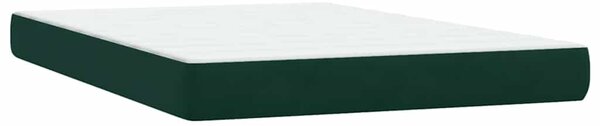 Box Spring krevet s madracem i LED tamno zeleni 160x220 cm baršun - Zelena / 160 x 220 cm