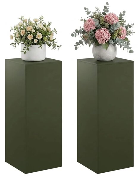 Stalak za biljke 2 pcs Maslinastozelena 40 x 40 x 100 cm Čelik - Maslinastozelena 2x (40 x 40 x 100 cm)