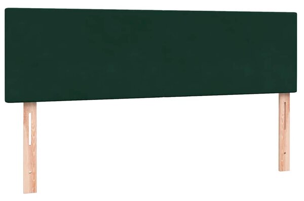 Box Spring krevet s madracem i LED tamno zeleni 160x220 cm baršun - Zelena / 160 x 220 cm