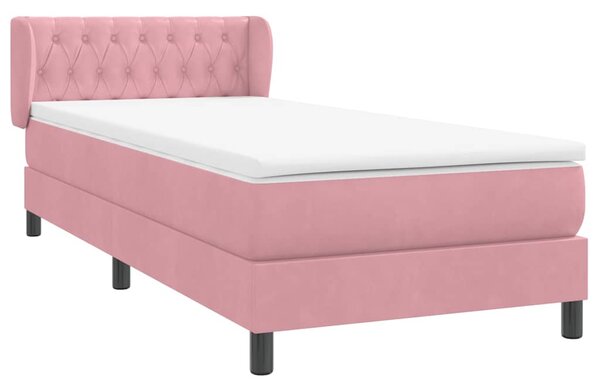 Box Spring krevet s madracem ružičasti 90x210 cm samt - Ružičasti / 90 x 210 cm