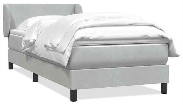 Box Spring krevet s madracem svijetlo sivi 80x210 cm baršun - Siva / 80 x 210 cm