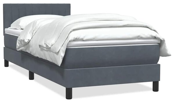 Box Spring krevet s madracem tamno sivi 80x210 cm baršun - Siva / 80 x 210 cm