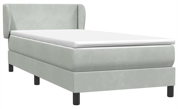 Box Spring krevet s madracem svijetlo sivi 80x210 cm baršun - Siva / 80 x 210 cm