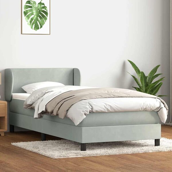 Box Spring krevet s madracem svijetlo sivi 80x210 cm baršun - Siva / 80 x 210 cm