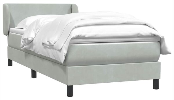 Box Spring krevet s madracem svijetlo sivi 80x210 cm baršun - Siva / 80 x 210 cm