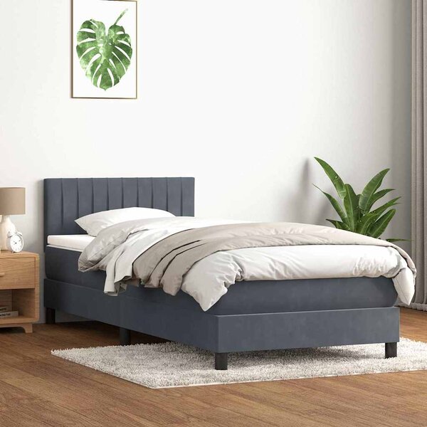 Box Spring krevet s madracem tamno sivi 80x210 cm baršun - Siva / 80 x 210 cm
