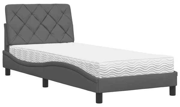 Krevet s madracem tamnosivi 90x200 cm od tkanine - Siva / 90 x 200 cm