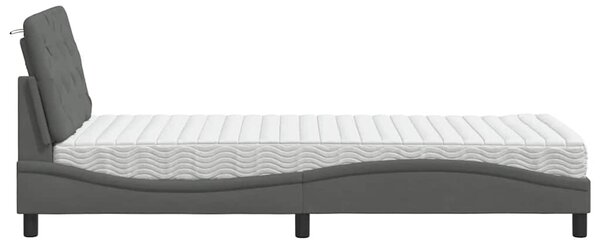 Krevet s madracem tamnosivi 90x200 cm od tkanine - Siva / 90 x 200 cm