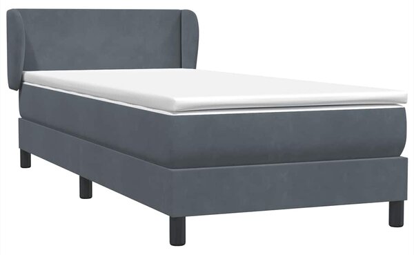 Box spring krevet s madracem tamnosivi 80 x 220 cm baršunasti - Siva / 80 x 220 cm