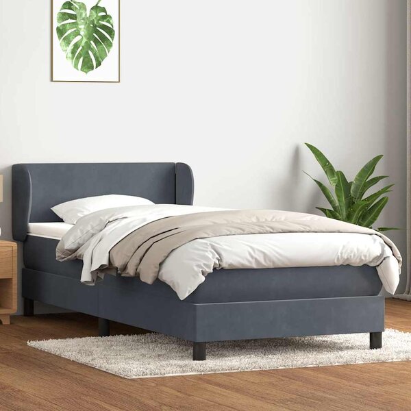 Box spring krevet s madracem tamnosivi 80 x 220 cm baršunasti - Siva / 80 x 220 cm
