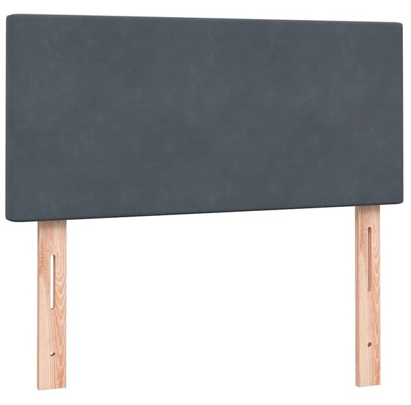 Box spring krevet s madracem tamnosivi 80 x 220 cm baršunasti - Siva / 80 x 220 cm