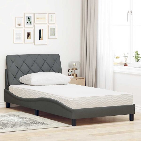 Krevet s madracem tamnosivi 100 x 200 cm od tkanine - Siva / 100 x 200 cm