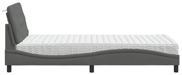 Krevet s madracem tamnosivi 100 x 200 cm od tkanine - Siva / 100 x 200 cm