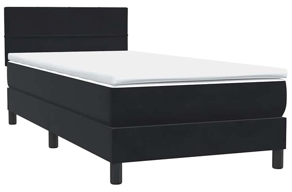 Box Spring krevet s madracem i LED crni 90x210 cm baršunasti - Crna / 90 x 210 cm