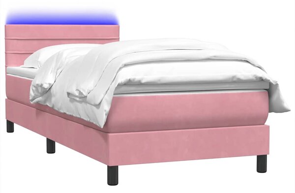 Box Spring krevet s madracem i LED ružičasti 80 x 220 cm baršunasti - Ružičasti / 80 x 220 cm