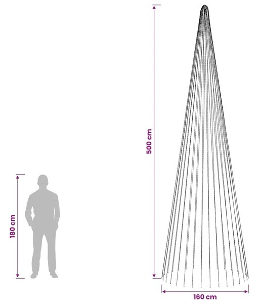 Božićno svjetlo za drvce sa šiljcima 1632 LED lampica - 500 cm