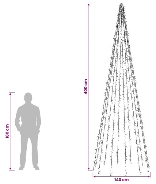 Božićne lampice s 12 LED dioda 1608 LED lampica Topla bijela - 400 cm