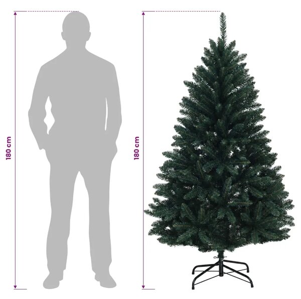 Umjetno božićno drvce s nogom 180 cm PVC Tamnozelena - Tamnozelena Ø 90 x 180 cm bez LED svjetala