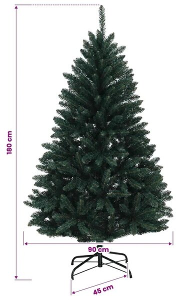 Umjetno božićno drvce s nogom 180 cm PVC Tamnozelena - Tamnozelena Ø 90 x 180 cm bez LED svjetala