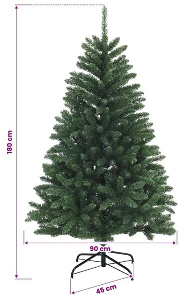 Umjetno božićno drvce s nogom 180 cm PVC Srednja zelena - Srednje zelena Ø 90 x 180 cm bez LED svjetala