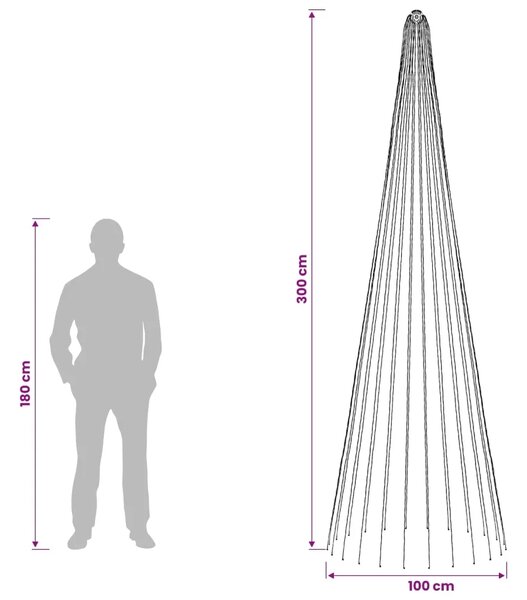 Božićno svjetlo za drvce sa šiljcima 744 LED lampica - 300 cm