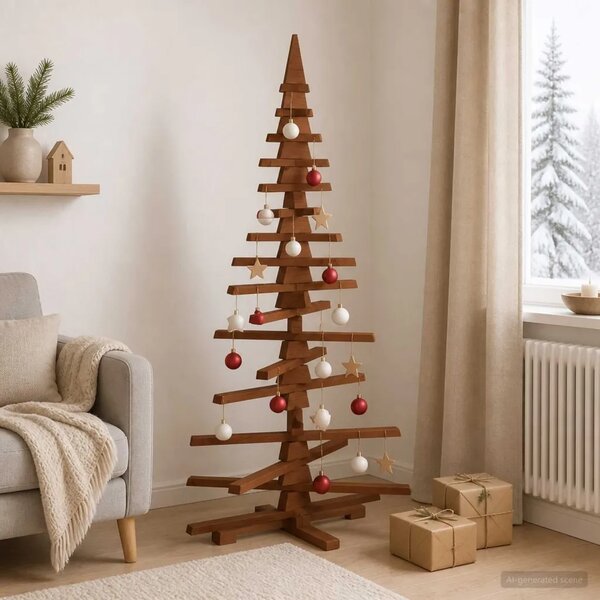 Drveno božićno drvce KOTKA 150 cm Masivna borovina - 150 cm Tamno smeđa završna obrada