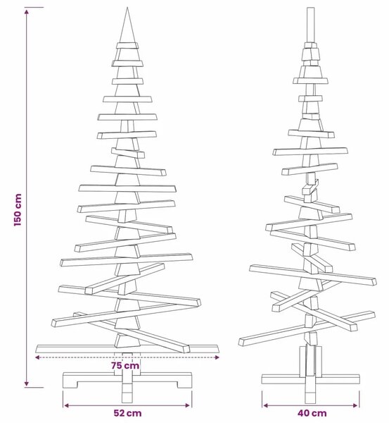 Drveno božićno drvce KOTKA 150 cm Masivna borovina - 150 cm Tamno smeđa završna obrada
