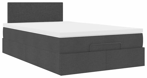 Otomanski krevet madracem i LED crna 120x190 cm tkanina - Crna / 120 x 190 cm