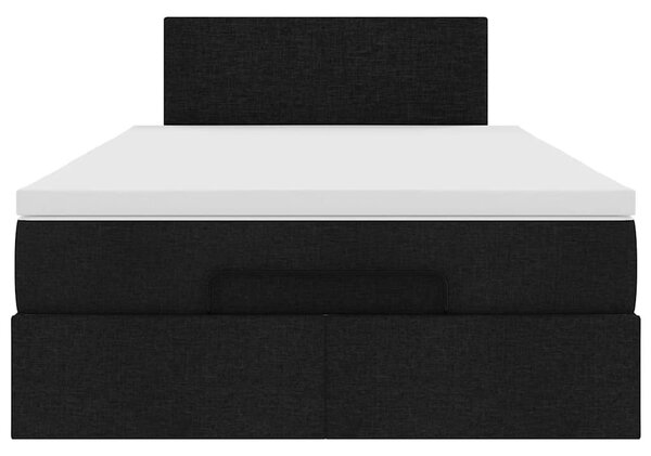 Otomanski krevet madracem i LED crna 120x190 cm tkanina - Crna / 120 x 190 cm