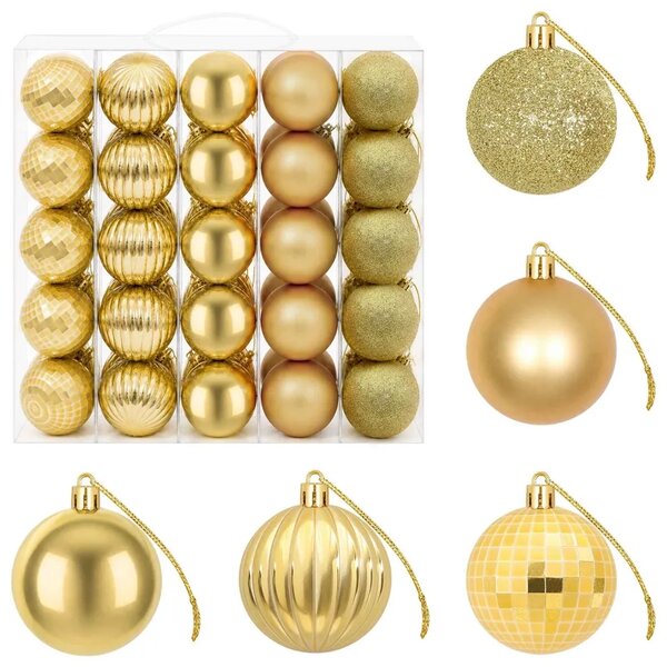 Set božićnih kuglica 75 kom. Zlatno 6 cm Polistiren - Zlatno