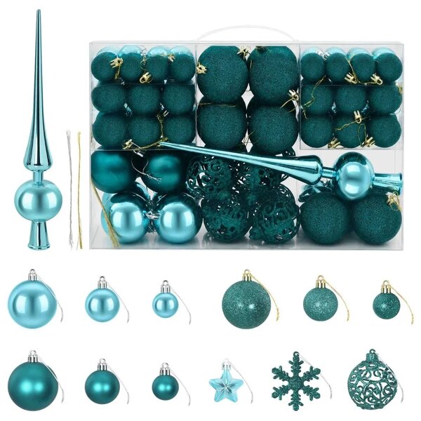 Set božićnih kuglica 111 kom. Zelena 6 cm Polistiren - Zelena