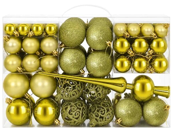 Set božićnih kuglica 111 kom. Svijetlo zelena 6 cm Polistiren - Svijetlo zelena