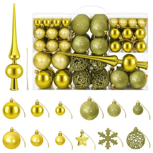 Set božićnih kuglica 111 kom. Svijetlo zelena 6 cm Polistiren - Svijetlo zelena