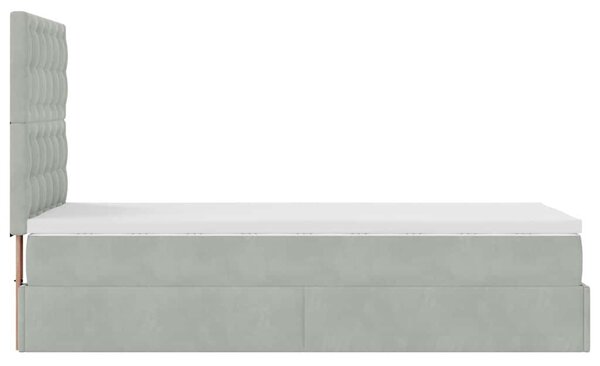 Okvir kreveta s madracima svijetlosivi 90x200cm baršunasti - Siva / 90 x 200 cm