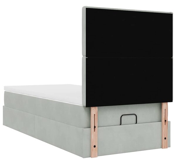 Okvir kreveta s madracima svijetlosivi 90x200cm baršunasti - Siva / 90 x 200 cm