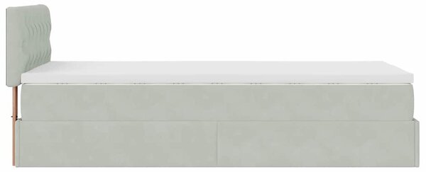 Okvir kreveta s madraca svijetlosivi 90x200cm baršunasti - Siva / 90 x 200 cm