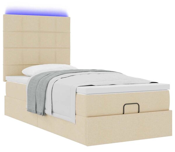 Otomanski okvir kreveta s madraca krem 90x190cm od tkanine - Krema / 90 x 190 cm