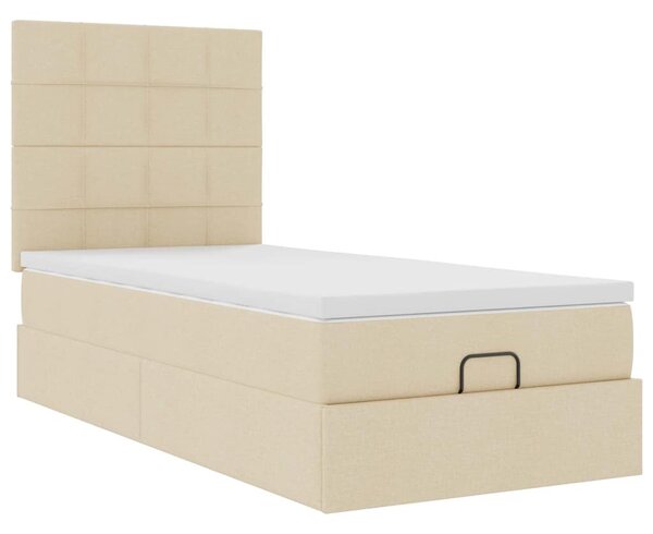 Otomanski okvir kreveta s madraca krem 90x190cm od tkanine - Krema / 90 x 190 cm
