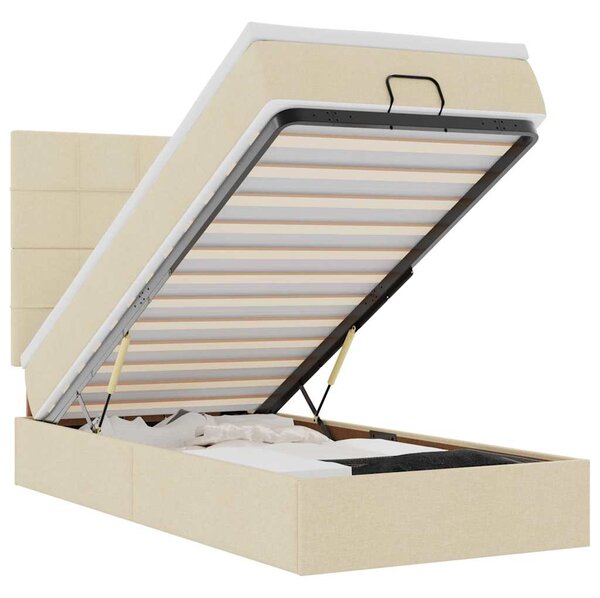 Otomanski okvir kreveta s madraca krem 90x190cm od tkanine - Krema / 90 x 190 cm