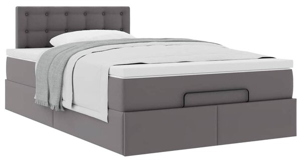 Otomanski okvir kreveta s madracem sivi 120x200cm umjetna koža - Siva / 120 x 200 cm