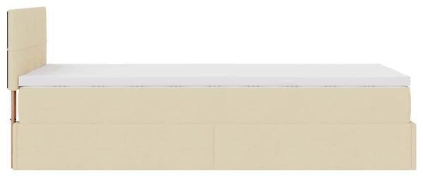 Otomanski krevet s madracem krem 90x200 cm tkanine - Krema / 90 x 200 cm