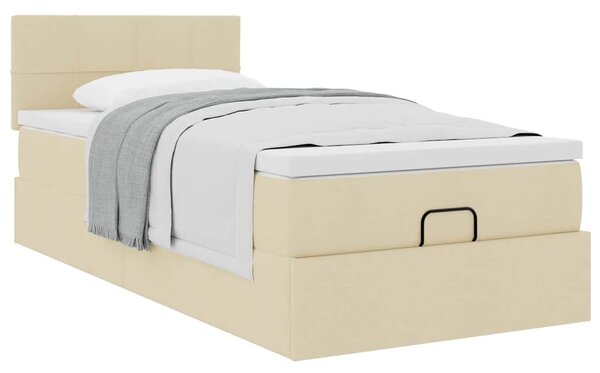 Otomanski krevet s madracem krem 90x200 cm tkanine - Krema / 90 x 200 cm