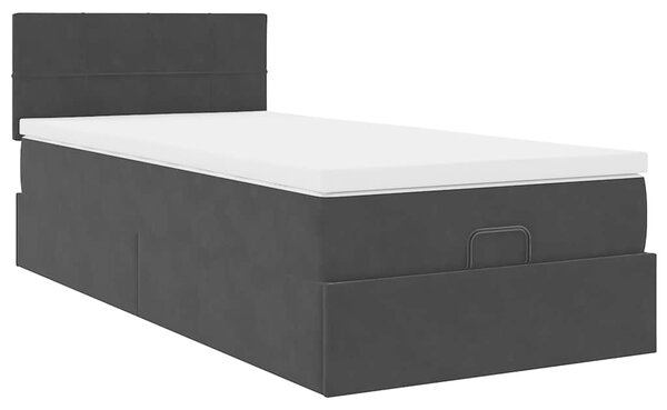 Otomanski okvir kreveta s madraca crni 80x200cm baršunasti - Crna / 80 x 200 cm